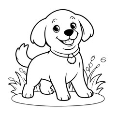 Simple vector illustration of GoldenRetriever hand drawn for kids coloring page