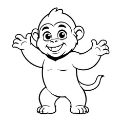 Simple vector illustration of Gorilla drawing for kids colouring page
