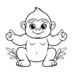 Cute vector illustration Gorilla doodle colouring activity for kids