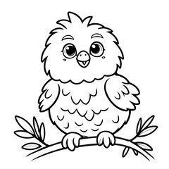 Vector illustration of a cute Kakapo doodle for kids coloring worksheet