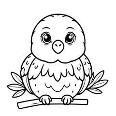 Vector illustration of a cute Kakapo doodle for kids coloring worksheet