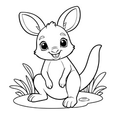 Simple vector illustration of Kangaroo outline for colouring page