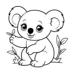 Simple vector illustration of Koala drawing for kids page