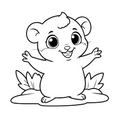 Simple vector illustration of Lemming hand drawn for kids coloring page