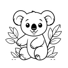 Cute vector illustration Koala for kids coloring activity page