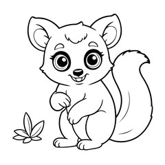 Vector illustration of a cute Lemur doodle for children worksheet