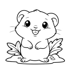 Obraz premium Cute vector illustration Lemming drawing for kids colouring page