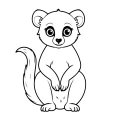 Vector illustration of a cute Lemur drawing for kids colouring activity