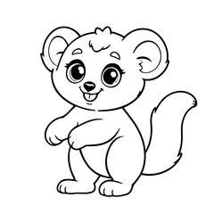 Vector illustration of a cute Lemur drawing for kids page