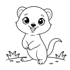Simple vector illustration of Mongoose for kids coloring page