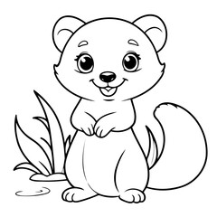 Cute vector illustration Mongoose doodle black and white for kids page