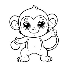 Obraz premium Vector illustration of a cute Monkey doodle for children worksheet