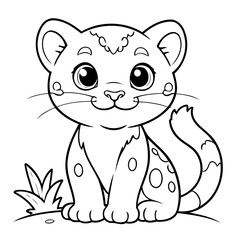 Cute vector illustration Ocelot drawing for kids page
