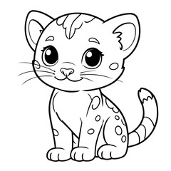 Obraz na płótnie Canvas Vector illustration of a cute Ocelot drawing for toddlers colouring page