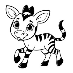 Cute vector illustration Okapi doodle for toddlers colouring page