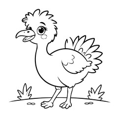 Simple vector illustration of Ostrich for kids coloring page