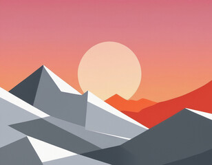 Abstract Mountain Landscape at Sunrise