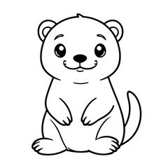 Vector illustration of a cute Otter doodle for toddlers worksheet