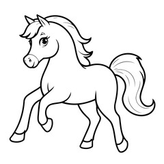 Cute vector illustration Stallion for kids coloring activity page