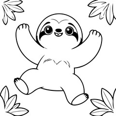 Cute vector illustration Sloth doodle for toddlers coloring activity