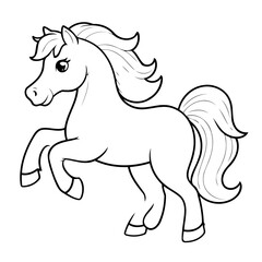 Vector illustration of a cute Stallion doodle for kids colouring page