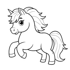 Cute vector illustration Stallion drawing for toddlers colouring page