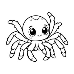 Simple vector illustration of Tarantula drawing for kids colouring page