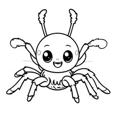 Cute vector illustration Tarantula drawing for kids page