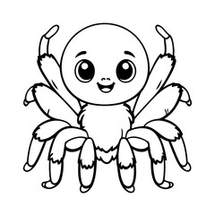 Cute vector illustration Tarantula for kids colouring worksheet