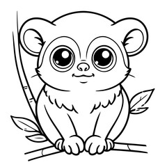 Cute vector illustration Tarsier for kids coloring activity page