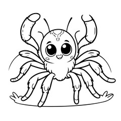 Cute vector illustration Tarantula hand drawn for toddlers