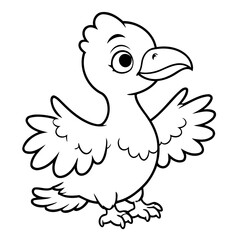 Cute vector illustration Vulture for kids colouring worksheet