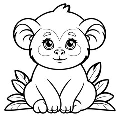 Simple vector illustration of Uakari drawing for toddlers book