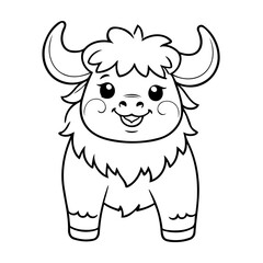 Fototapeta premium Simple vector illustration of Yak for children colouring activity