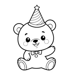 Vector illustration of a cute bear drawing for toddlers coloring activity