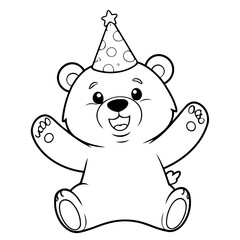 Vector illustration of a cute Bear drawing for colouring page