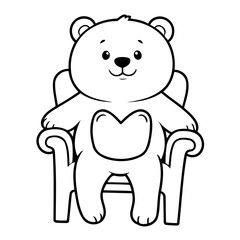 Cute vector illustration Bear drawing for kids colouring activity
