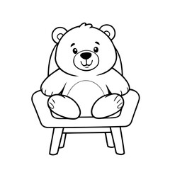 Cute vector illustration Bear doodle for toddlers coloring activity