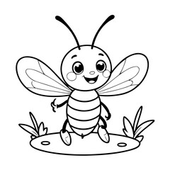 Vector illustration of a cute Bee drawing for kids colouring activity