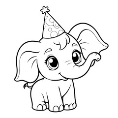 Cute vector illustration Elephant doodle for toddlers colouring page