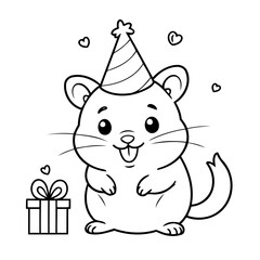 Cute vector illustration hamster for toddlers colouring page