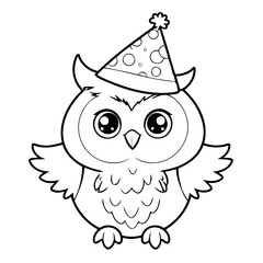 Cute vector illustration Owl drawing for kids colouring page