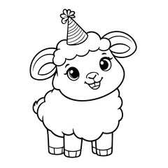 Vector illustration of a cute sheep drawing colouring activity
