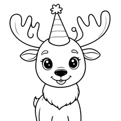 Cute vector illustration reindeer drawing for kids page