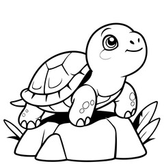 Simple vector illustration of Turtle for children colouring activity
