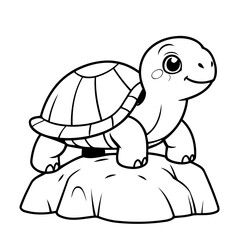 Simple vector illustration of Turtle drawing for kids page