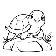 Cute vector illustration Turtle doodle for children worksheet