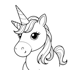 Vector illustration of a cute unicorn drawing for children page