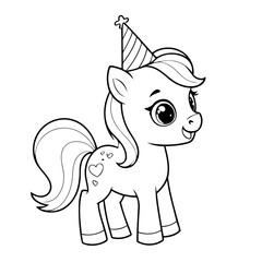 Cute vector illustration Unicorn doodle black and white for kids page