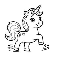Cute vector illustration Unicorn for kids colouring worksheet
